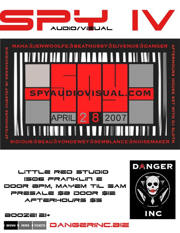Flyer for Spy IV at Little Red Studio, April 28 2007, with Jen Woolfe